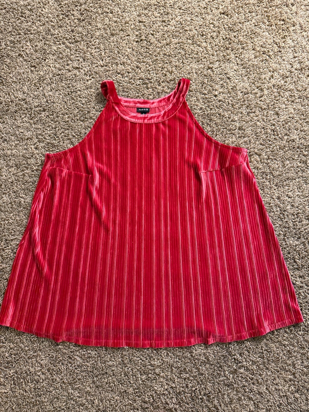 torrid Red Vertical-Stripe Halter Swing Tank